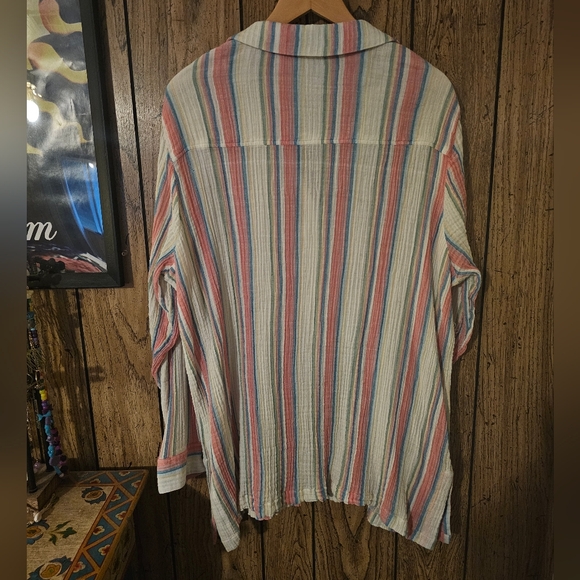 SOFT SURROUNDINGS Striped Cotton Button Down Shirt - 3X - Picture 5 of 6